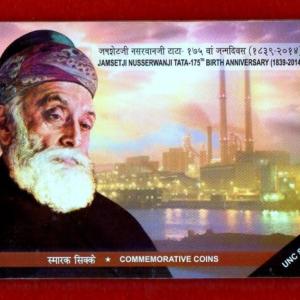 2014 - Jamset Ji Nusserwanji Tata 175th Birth Anniversary (1839-2014) UNC 2 Coins Set (Rs.100, Rs.5)