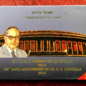 2015 – 125th Birth Anniversary of Ambedkar (Mumbai) UNC 2 Coins Set (Rs.125, Rs.10)