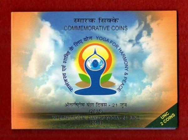 2015 - International Day of Yoga 21 June UNC 2 Coins Set (Rs.100, Rs.10)