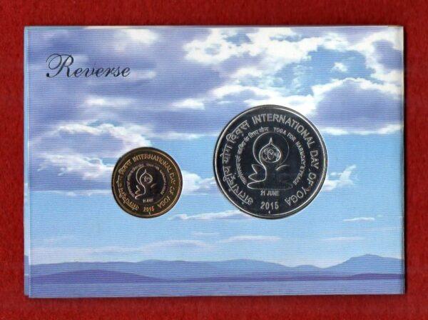 2015 - International Day of Yoga 21 June UNC 2 Coins Set (Rs.100, Rs.10)