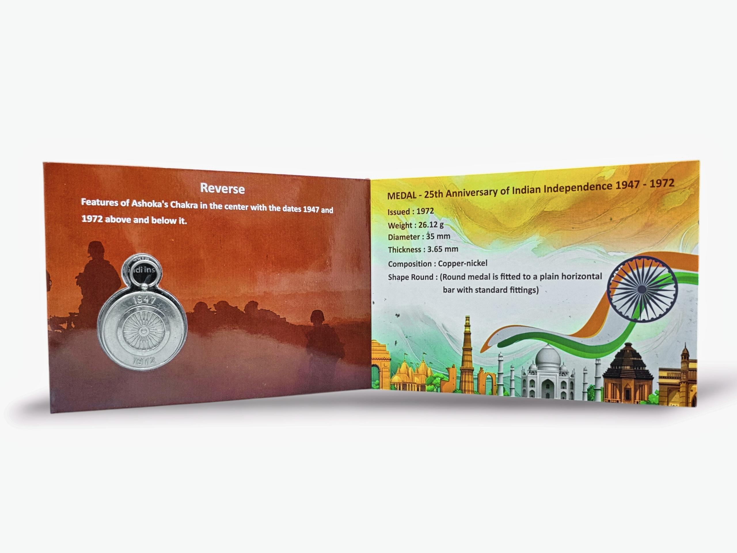 25th Independence Anniversary Medal 1947 -1972 Blister pack (Dedicated to Army, Navy ,Airforce)