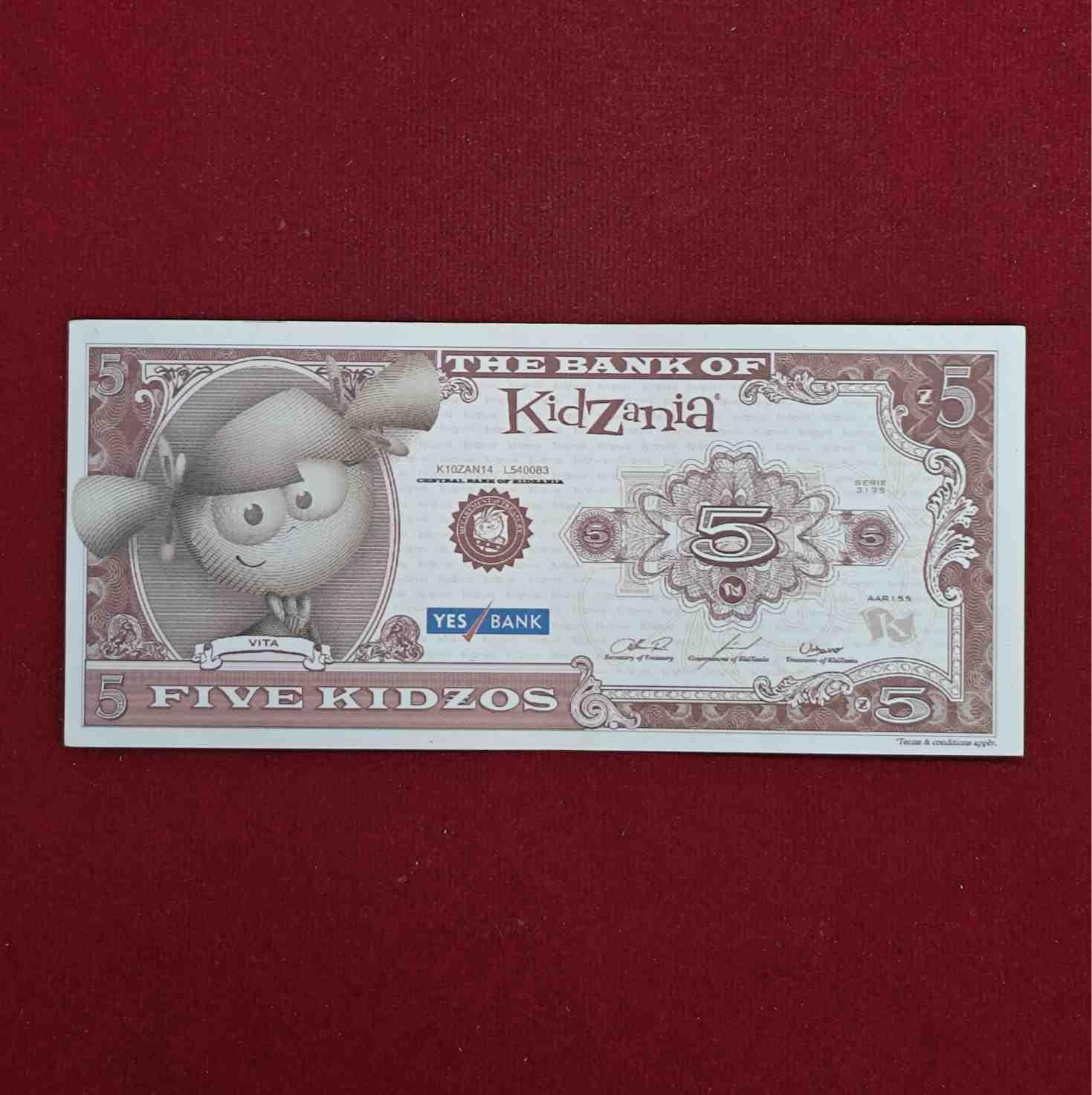 5 KidZo KidZania Play Currency Note – Collectible Fantasy Money