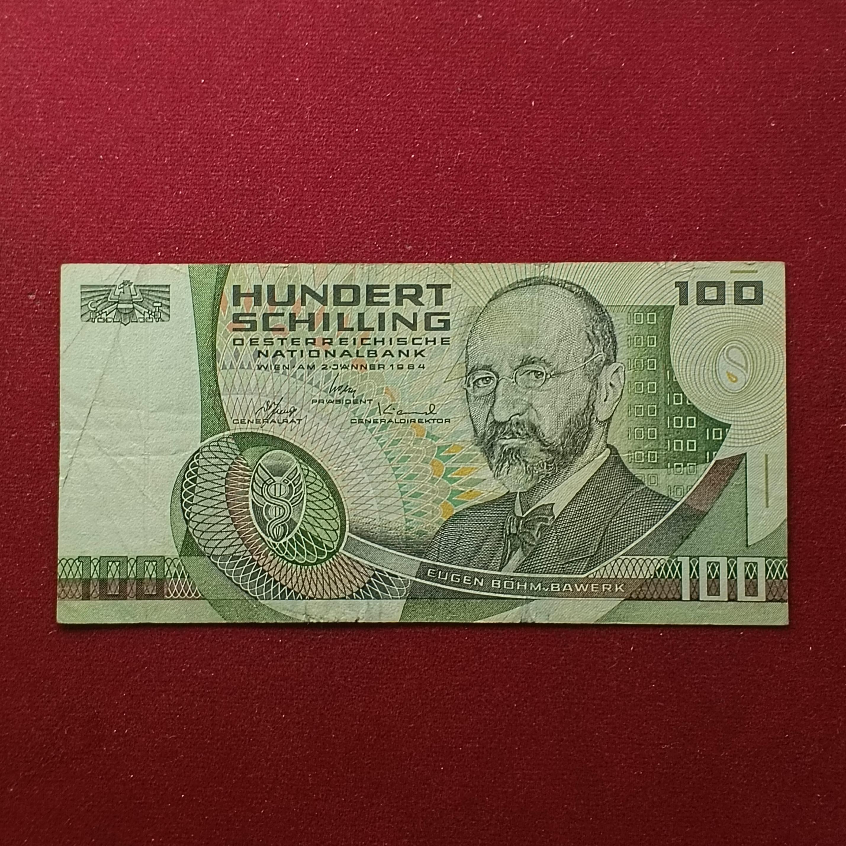Austria 100 Schilling Eugen Von Bohm-Bawerk 1984 Banknote