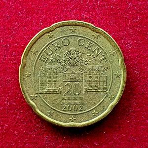 Austria 20 Euro Cent 2nd map 2002 Coin