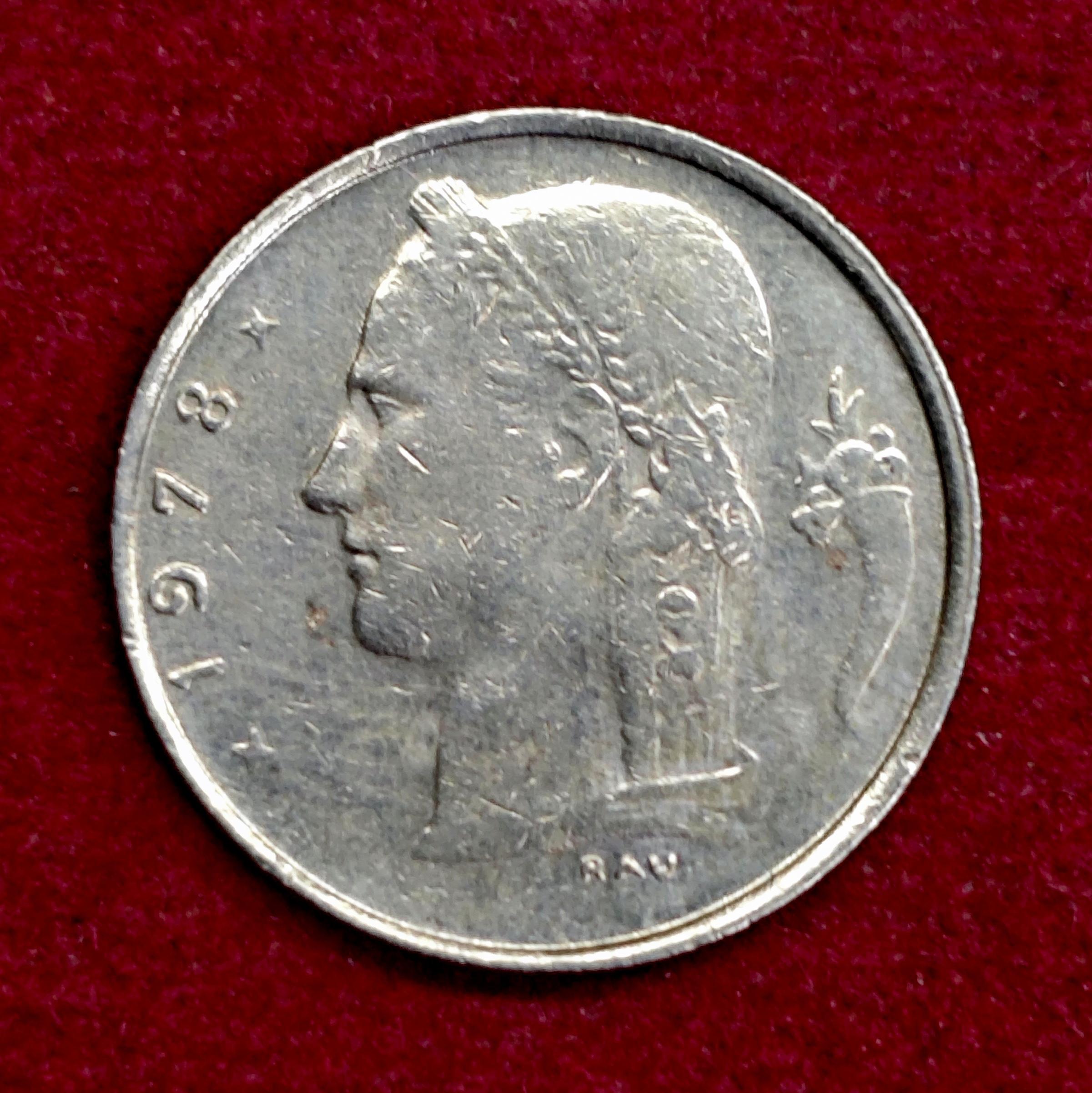 Belgium 1 Franc 1978 Coin