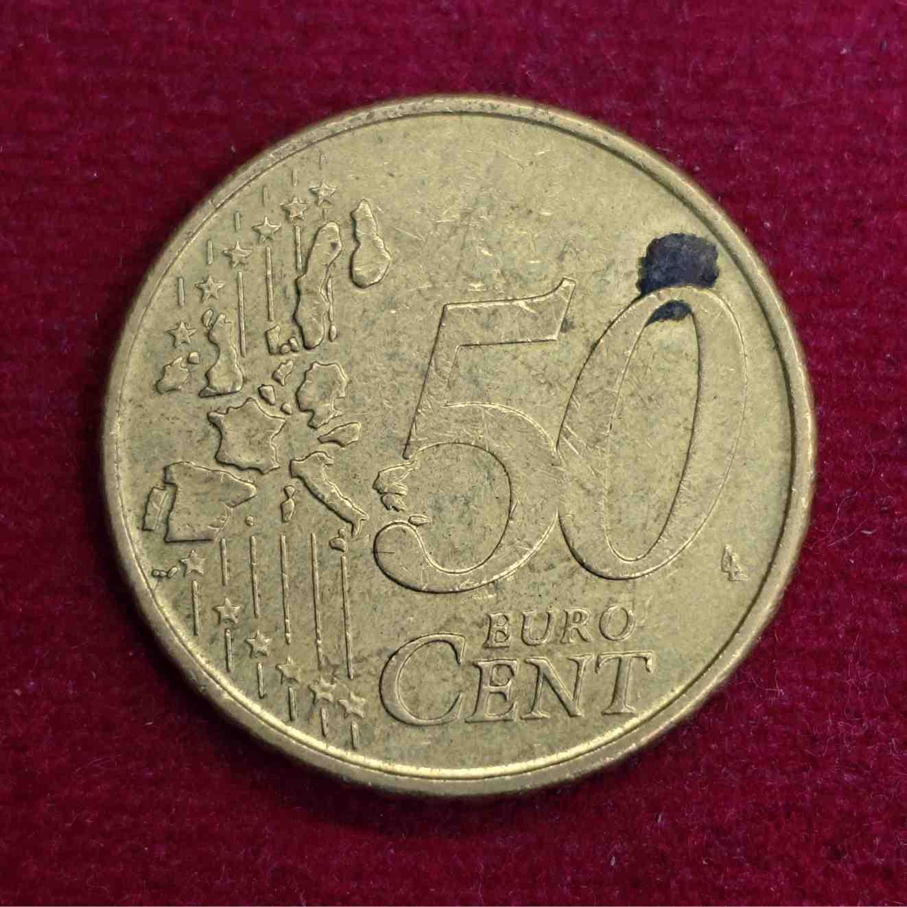 Belgium 50 Euro Cents – Albert II 2nd map, 2nd type, 1st portrait 1999 Coin