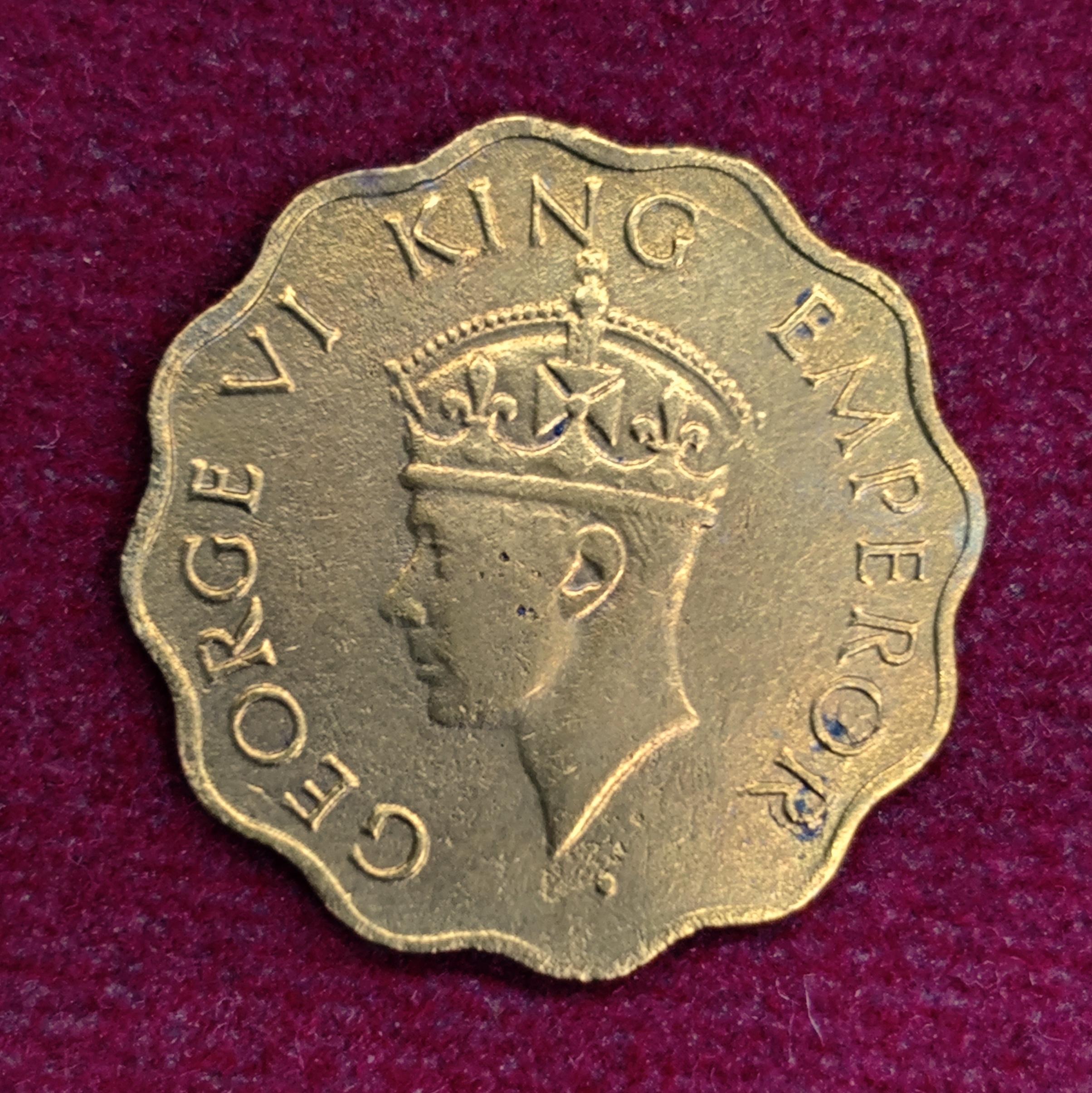 British India 1 Anna George V 1944 Coin
