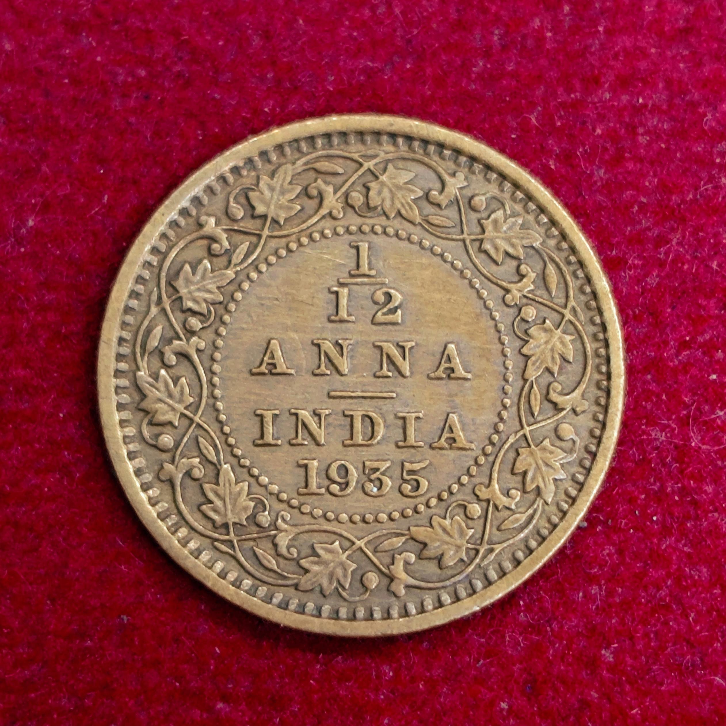 British India 1/12 Anna George V 1935 Coin