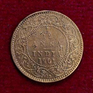 British India 1/12 Anna Victoria 1901 Coin