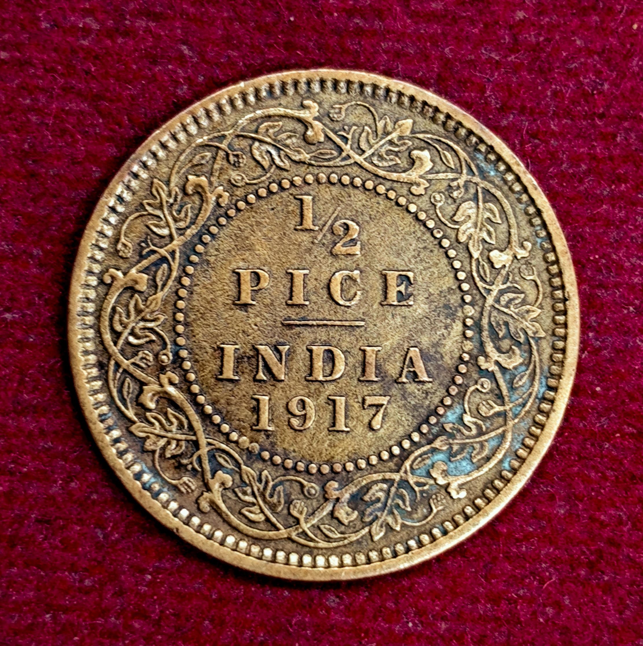 British India 1/2 Pice George V 1917 Coin