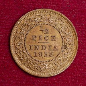British India 1/2 Pice George V 1935 Coin