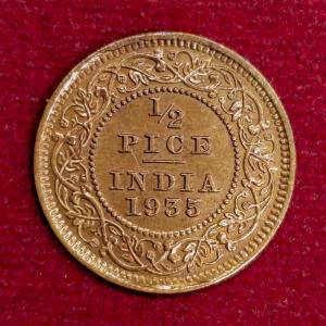 British India 1/2 Pice George V 1935 Coin