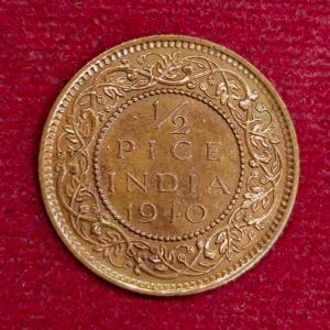 British India 1/2 Pice George VI 1940 Coin