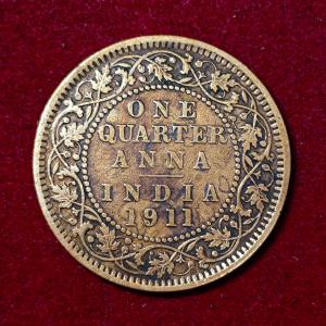 British India 1/4 Anna - George V 1911 Coin