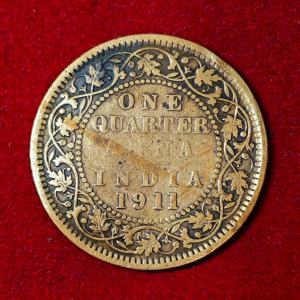British India 1/4 Anna - George V 1911 Coin