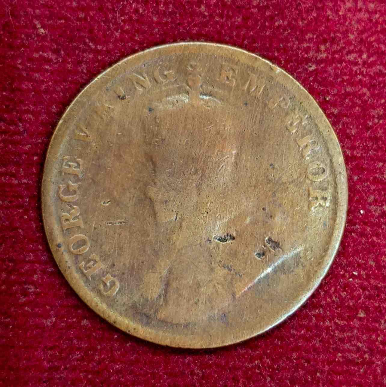 British India 1/4 Anna George V 1913 Coin