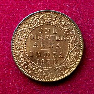 British India 1/4 Anna George V 1930 Coin