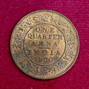 British India 1/4 Anna George V 1930 Coin (Mumbai Mint)