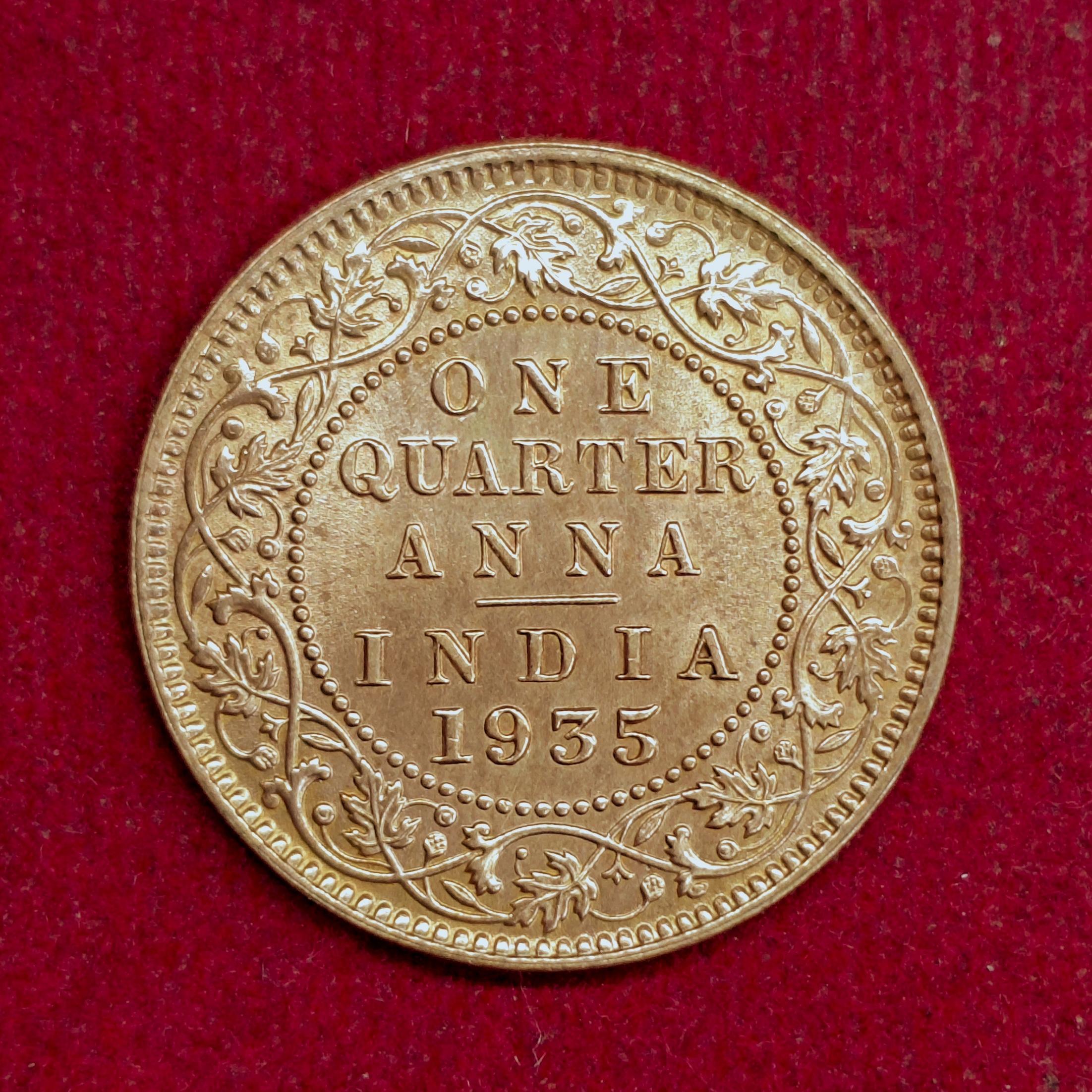 British India 1/4 Anna George V 1935 Coin