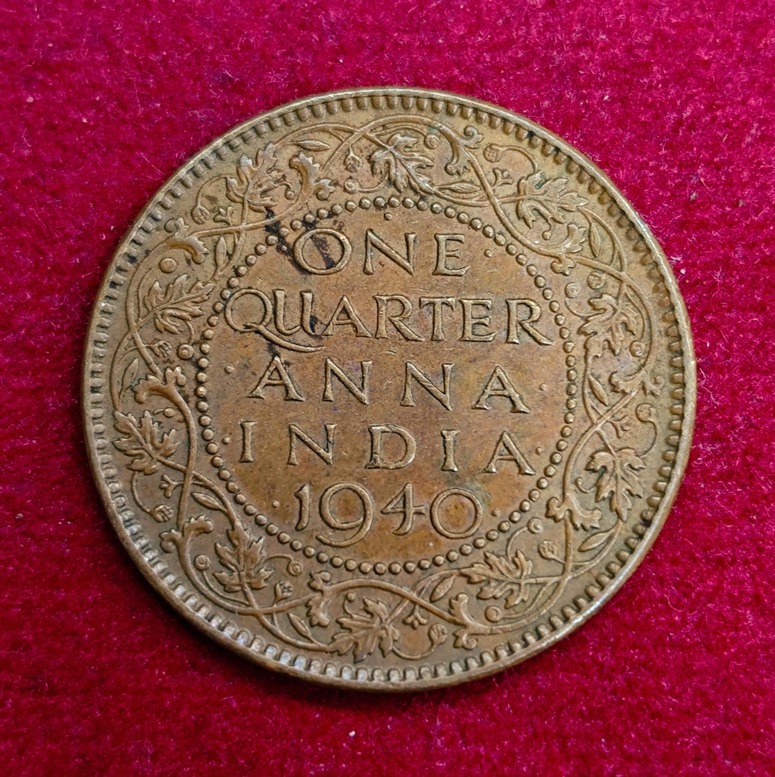 British India 1/4 Anna George VI 1940 Coin
