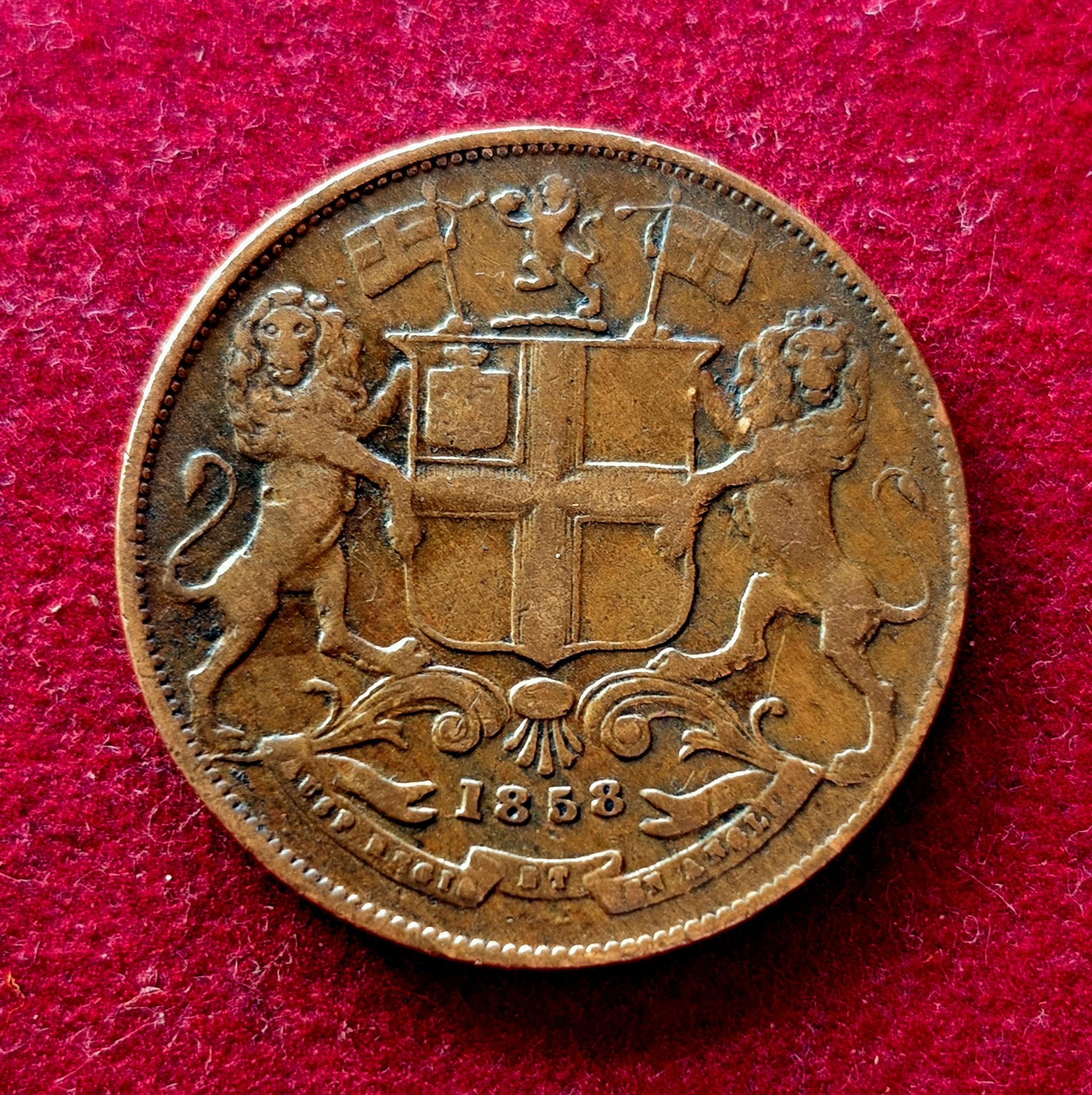 East India Company (British India) 1/4 Anna King William IV & Queen Victoria 1858 Coin