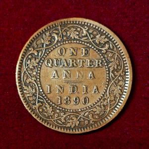 British India 1/4 Anna - VICTORIA EMPRESS 1890 Coin