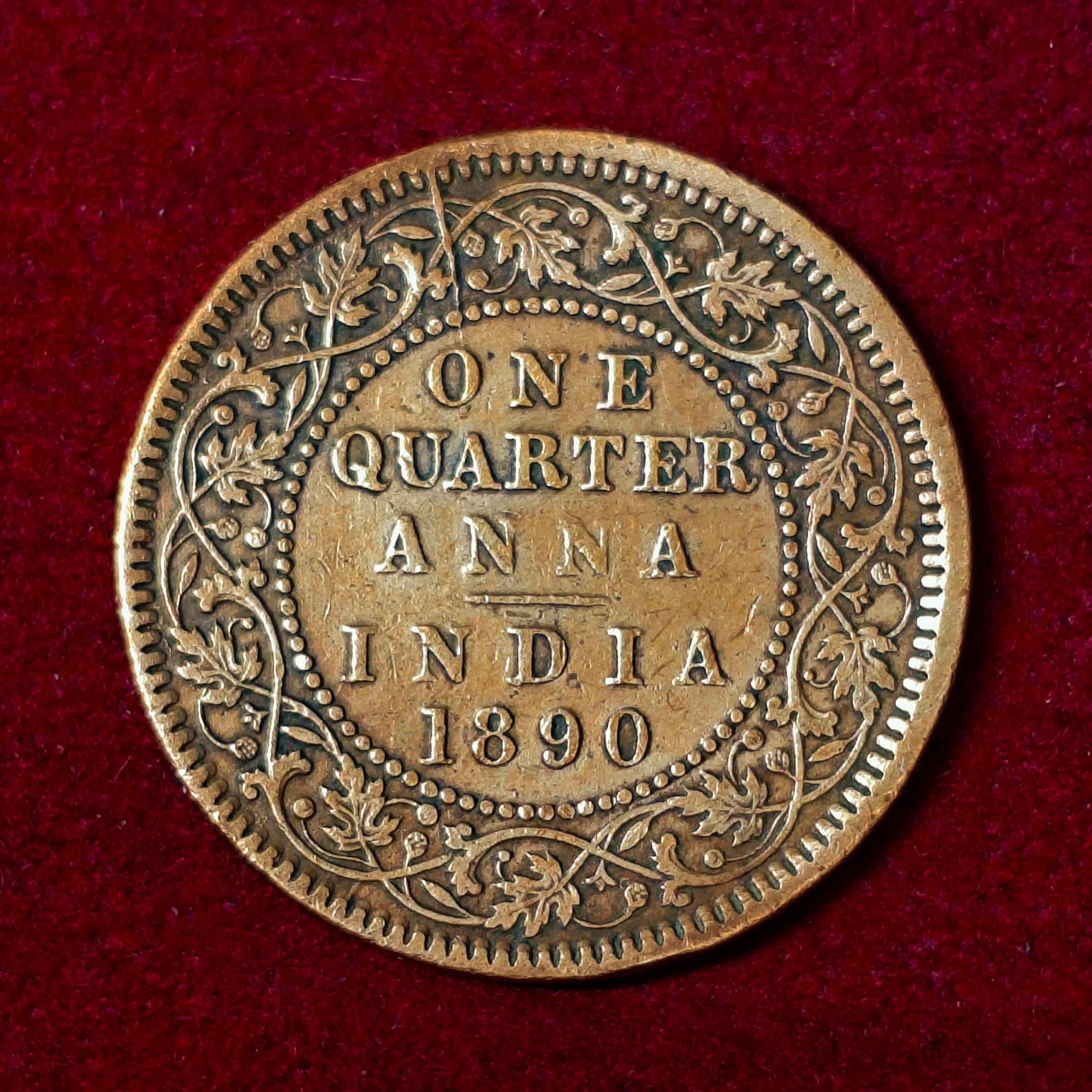 British India 1/4 Anna - VICTORIA EMPRESS 1890 Coin