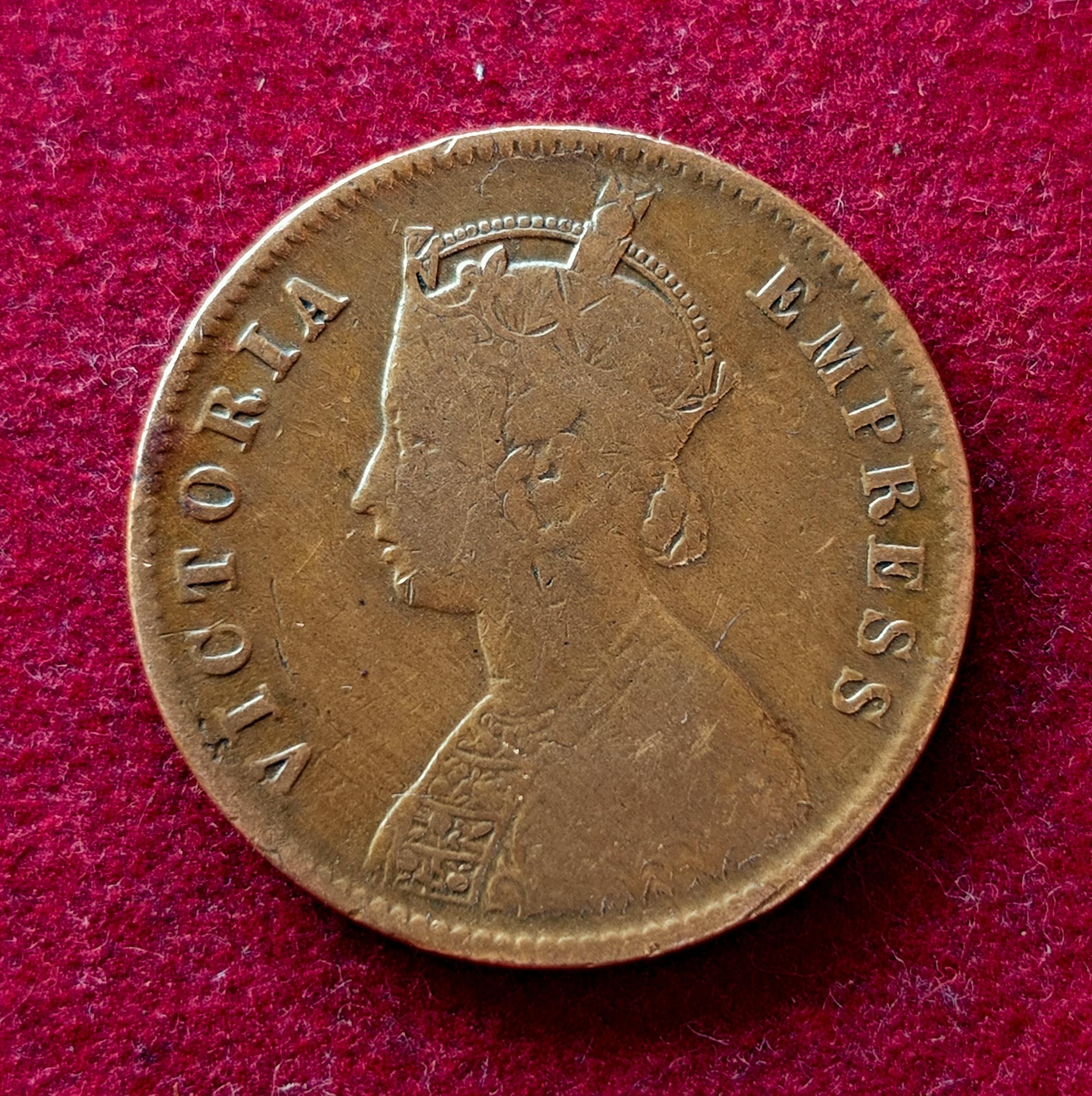 British India 1/4 Anna Victoria Empress 1891 Coin