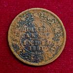 British India 1/4 Anna Victoria Empress 1891 Coin