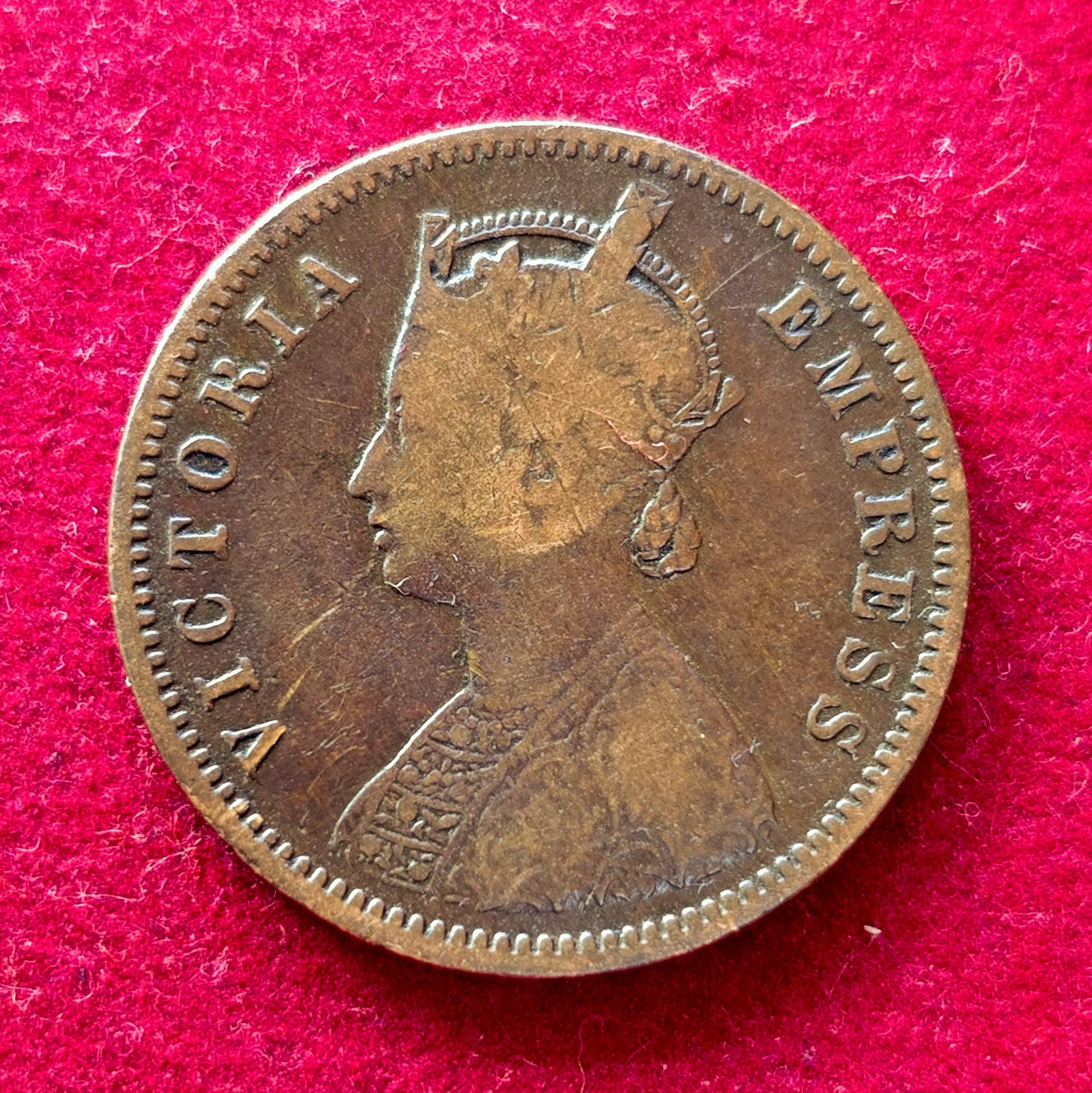 British India 1/4 Anna - Victoria "VICTORIA EMPRESS" 1882 Coin