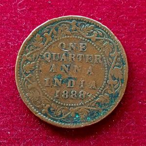 British India 1/4 Anna - Victoria "VICTORIA EMPRESS" 1888 Coin