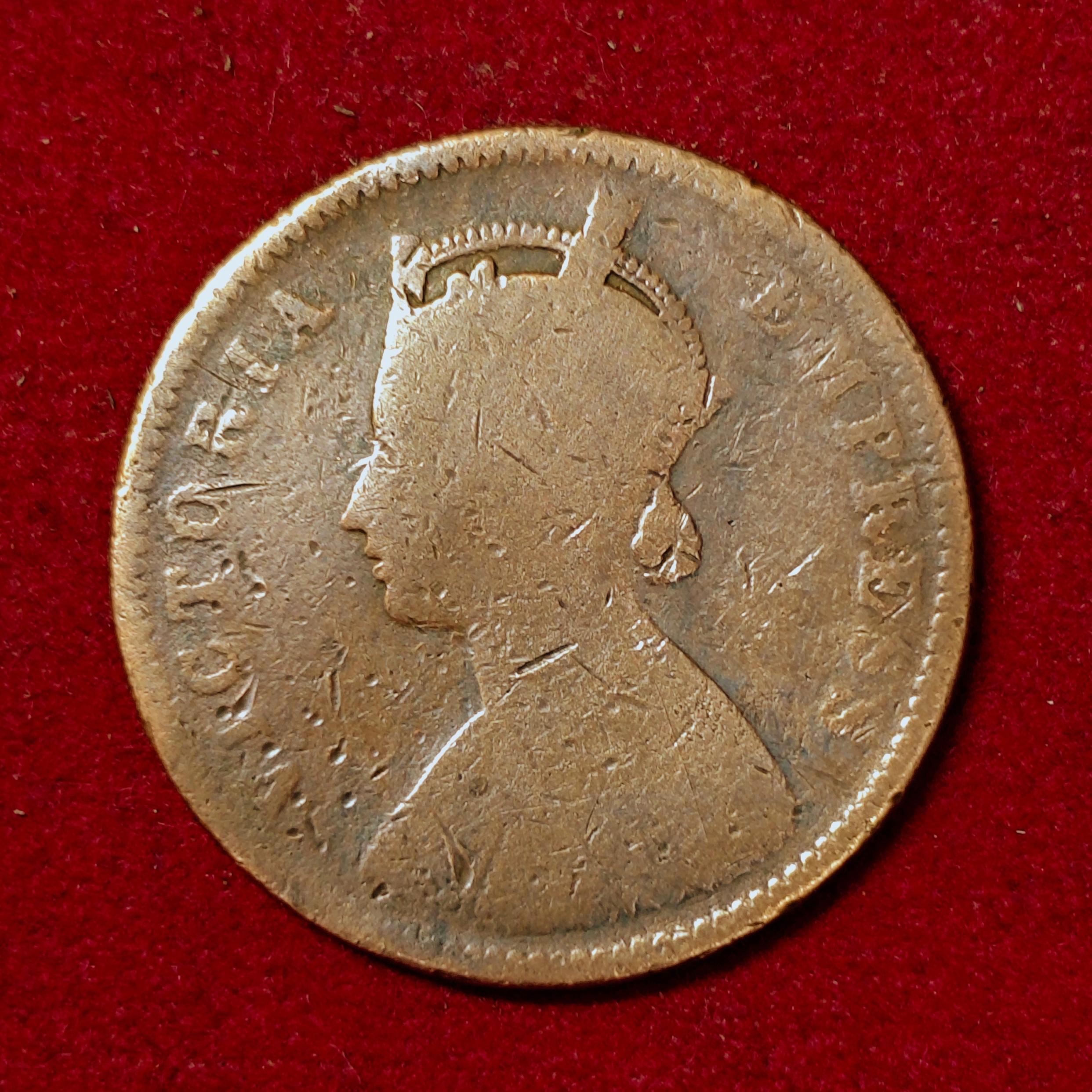 British India 1/4 Anna - Victoria "VICTORIA EMPRESS" 1888 Coin