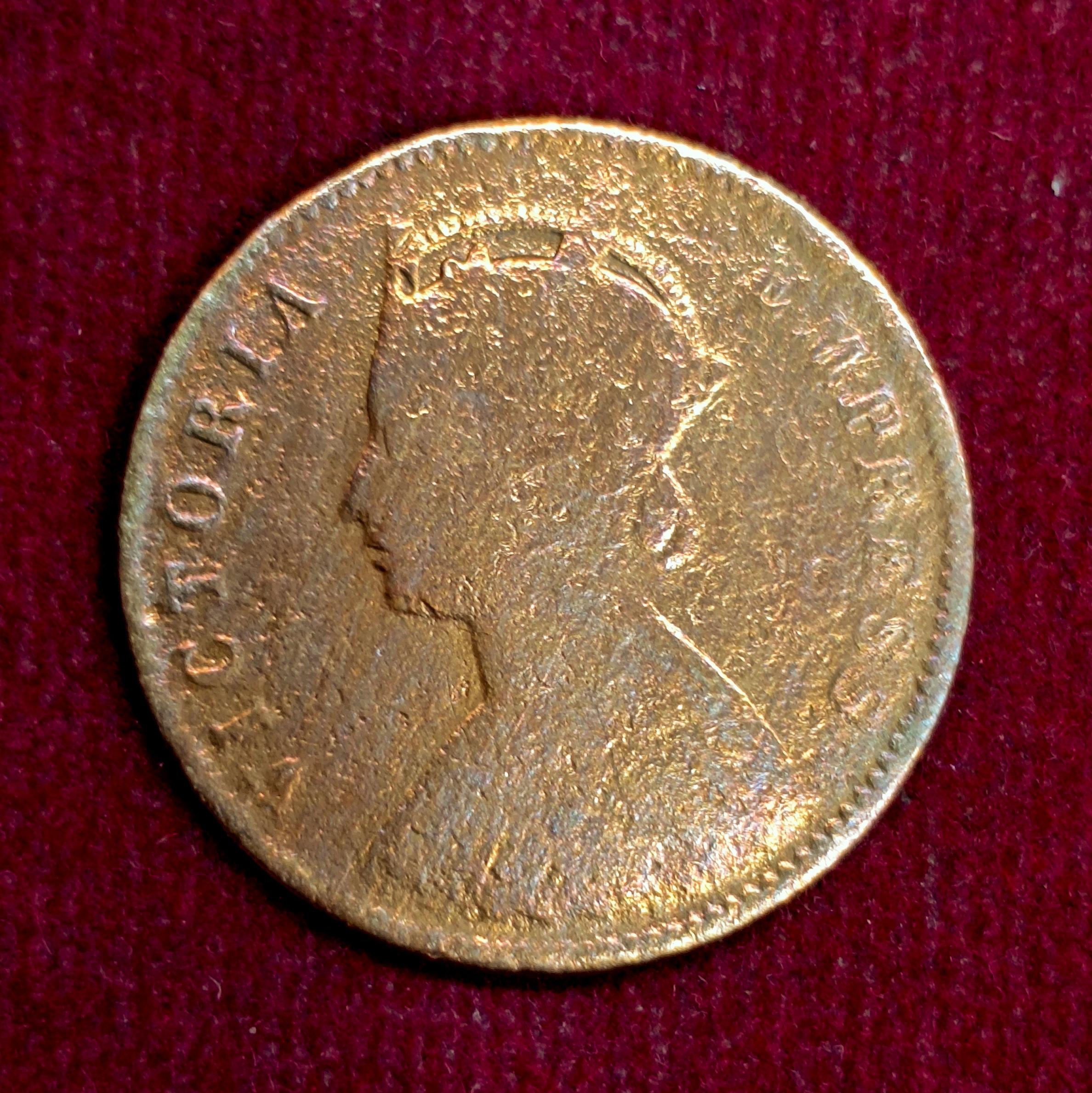 British India 1/4 Anna - Victoria "VICTORIA EMPRESS" 1889 Coin