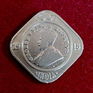 British India 2 Annas - George V 1918 Coin