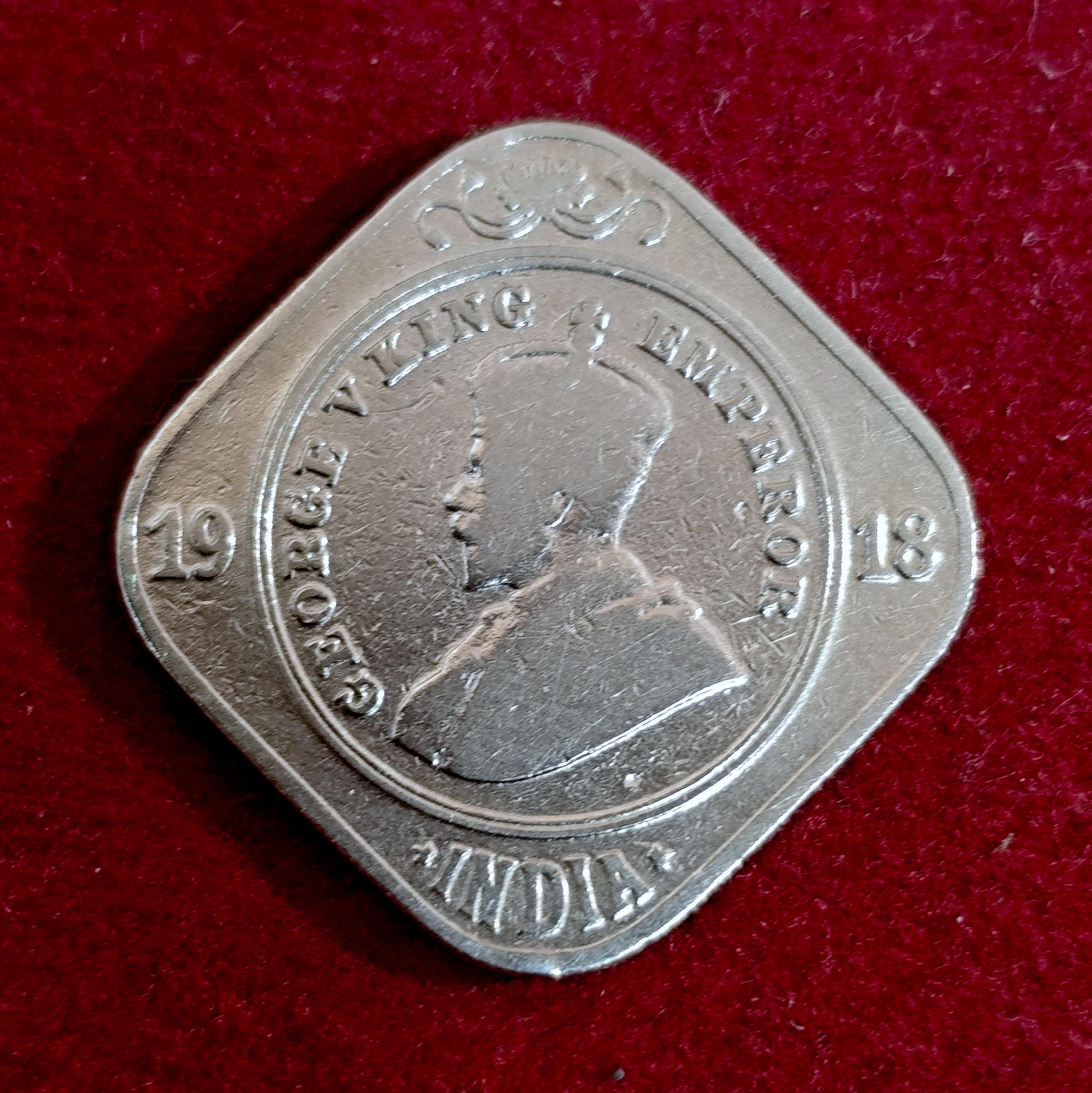 British India 2 Annas - George V 1918 Coin