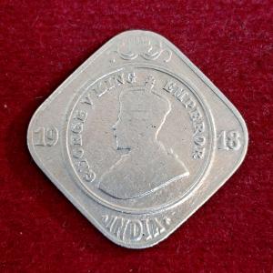 British India 2 Annas - George V 1918 Coin