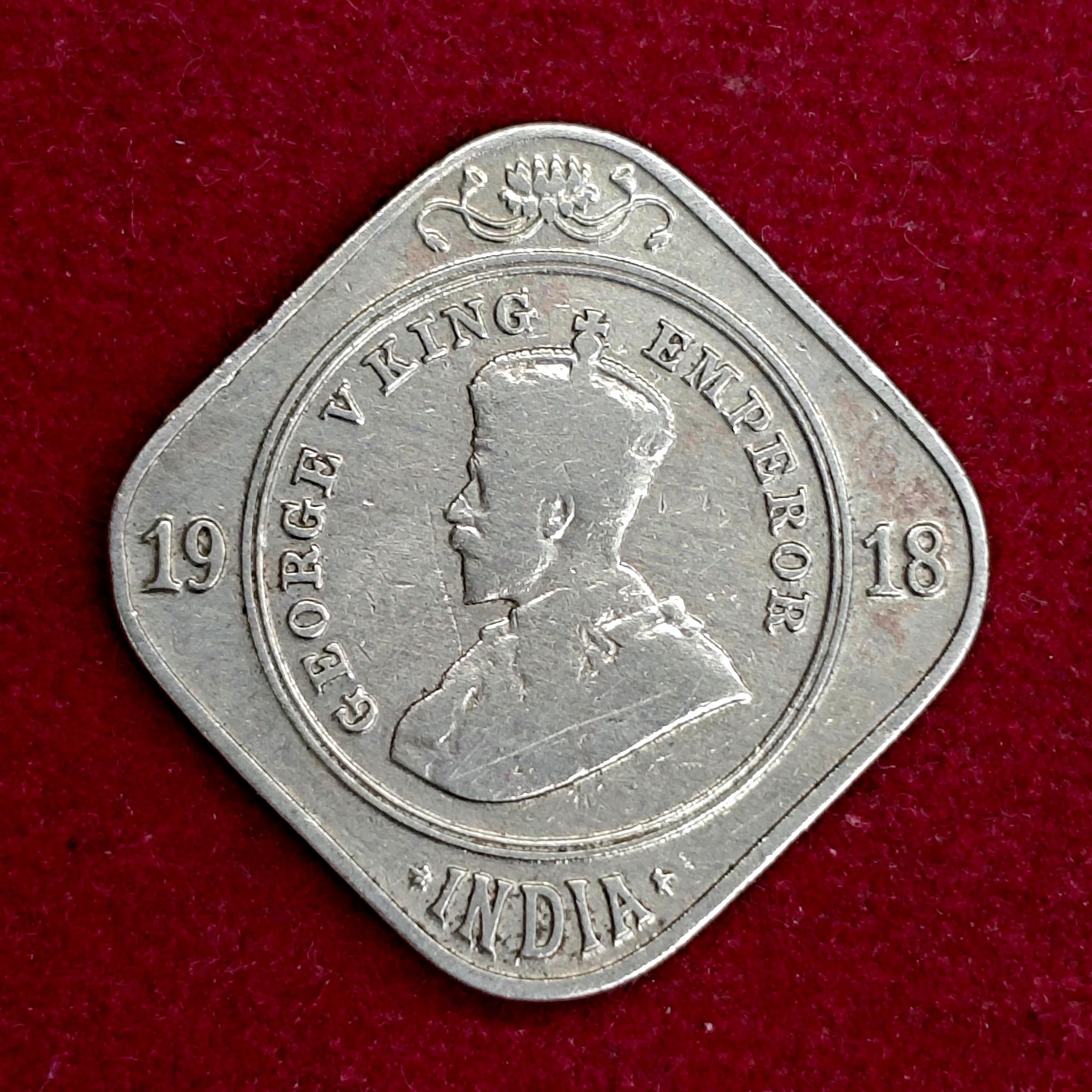 British India 2 Annas - George V 1918 Coin