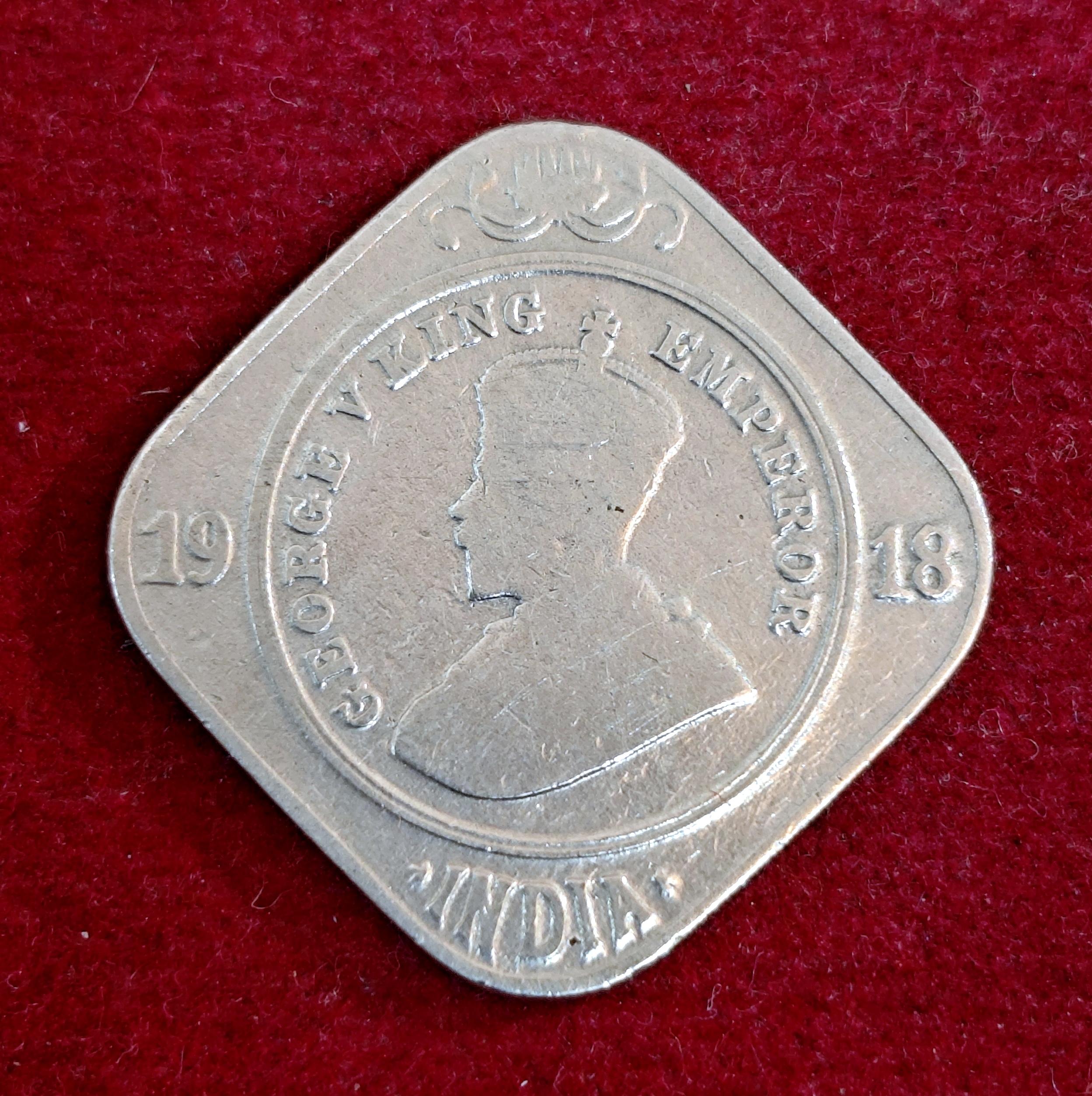 British India 2 Annas - George V 1918 Coin