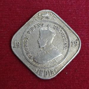 British India 2 Annas George V 1919 Coin