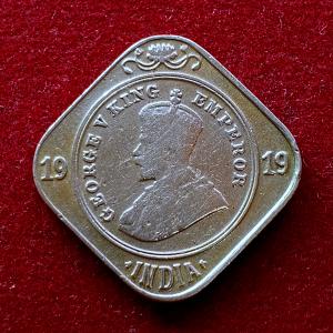 British India 2 Annas George V 1919 Coin