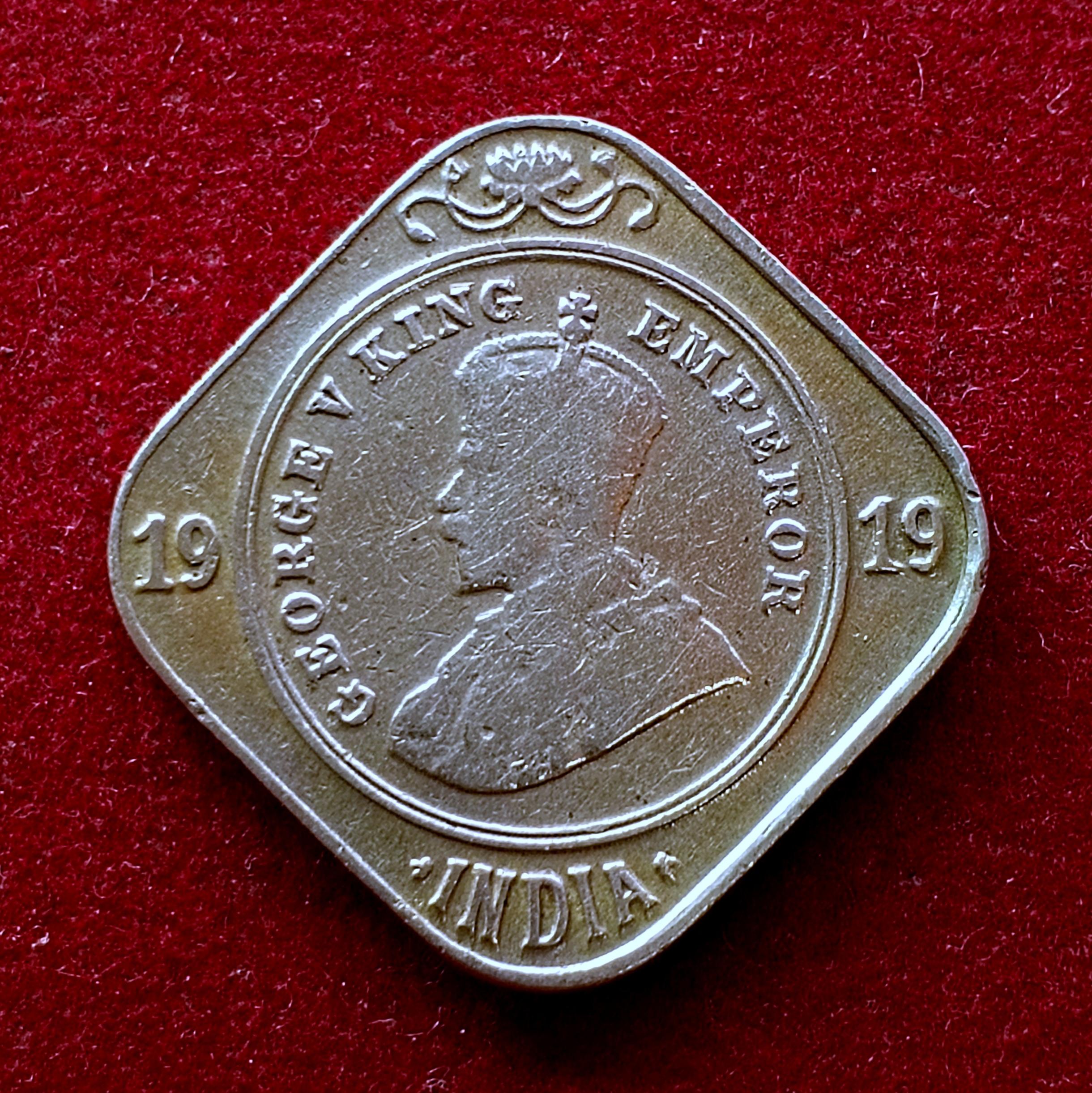 British India 2 Annas George V 1919 Coin