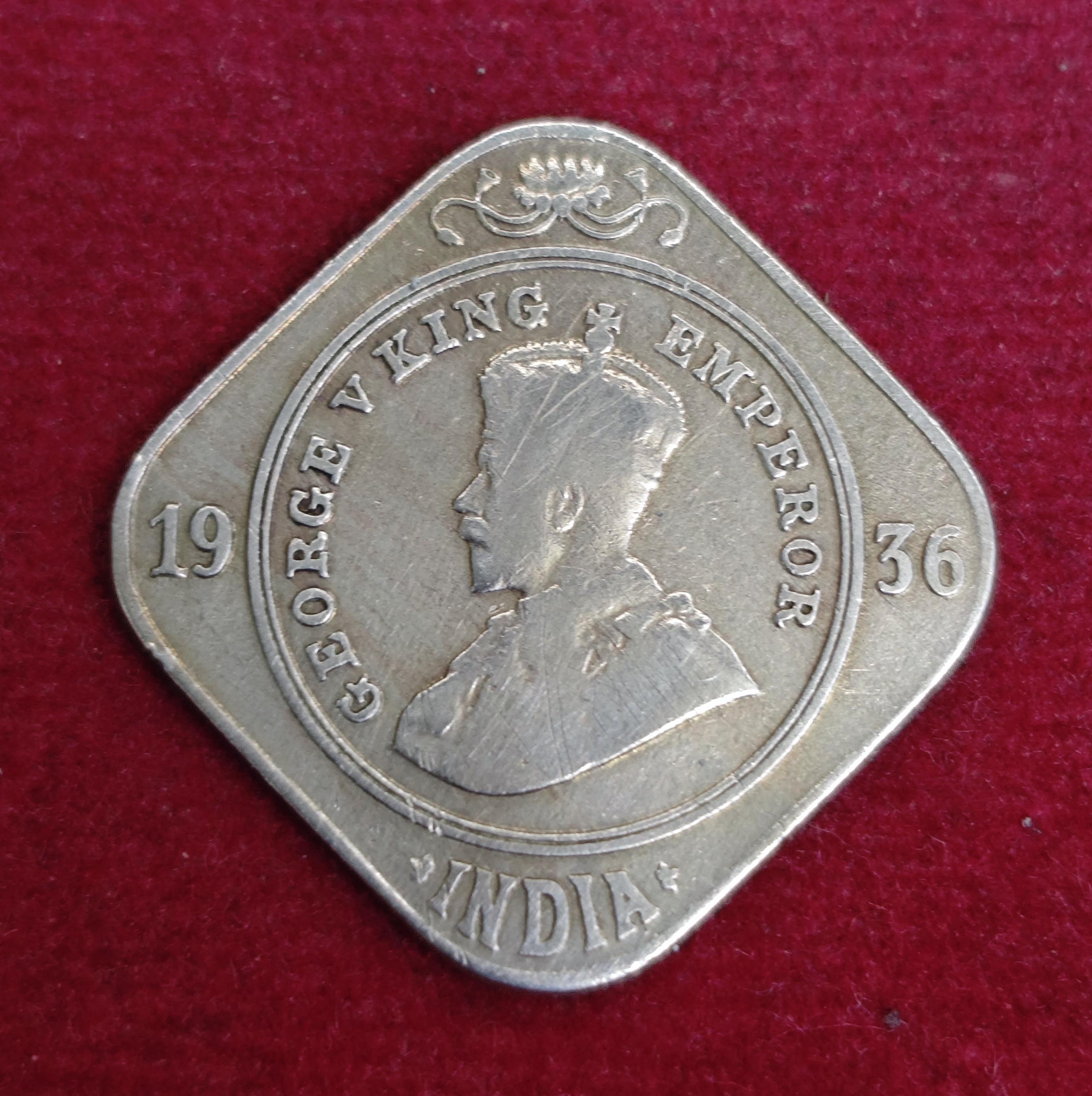 British India 2 Annas - George V 1936 Coin