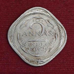 British India 2 Annas - George VI 1947 Coin