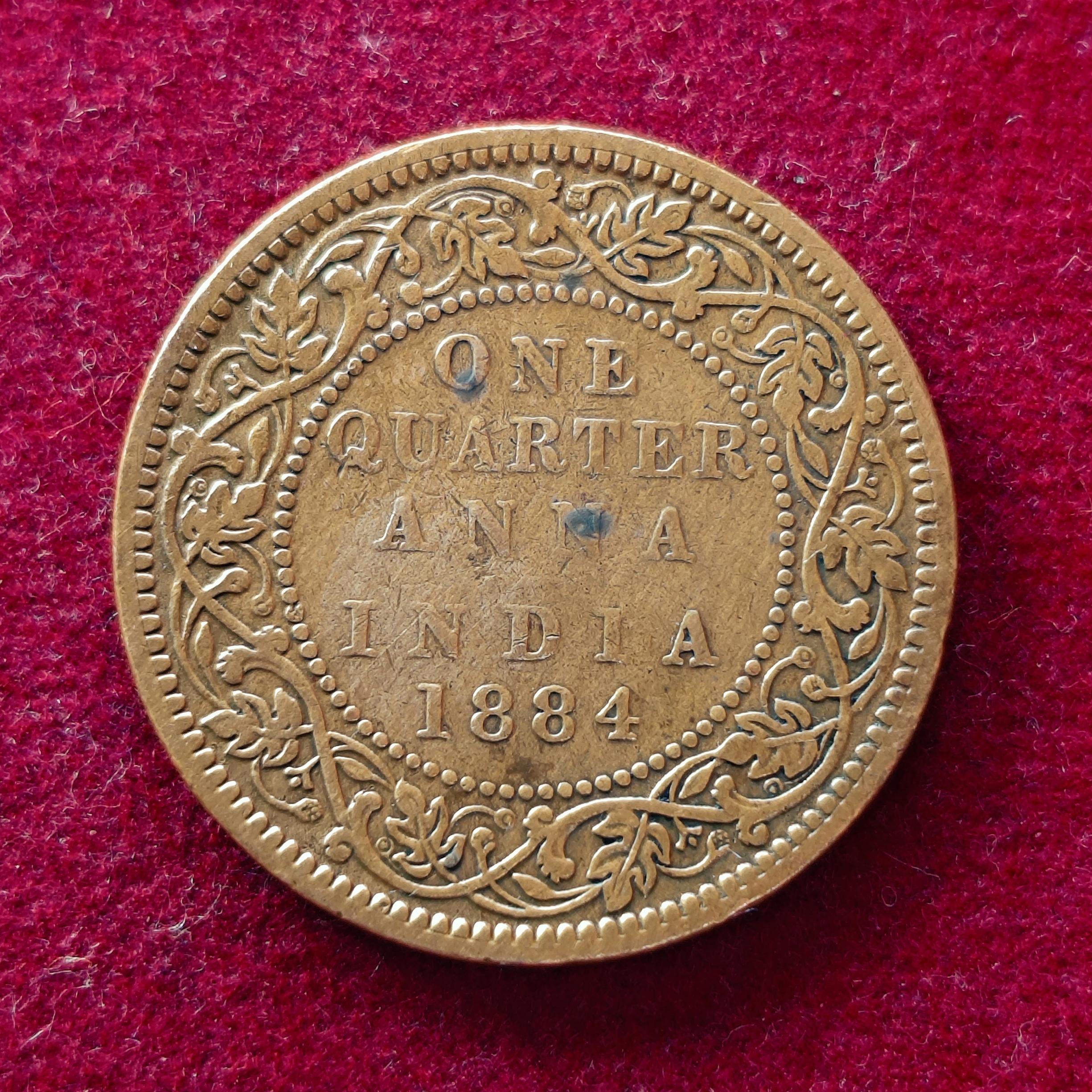 British India ¼ Anna - Victoria "VICTORIA EMPRESS"  1884 Coin
