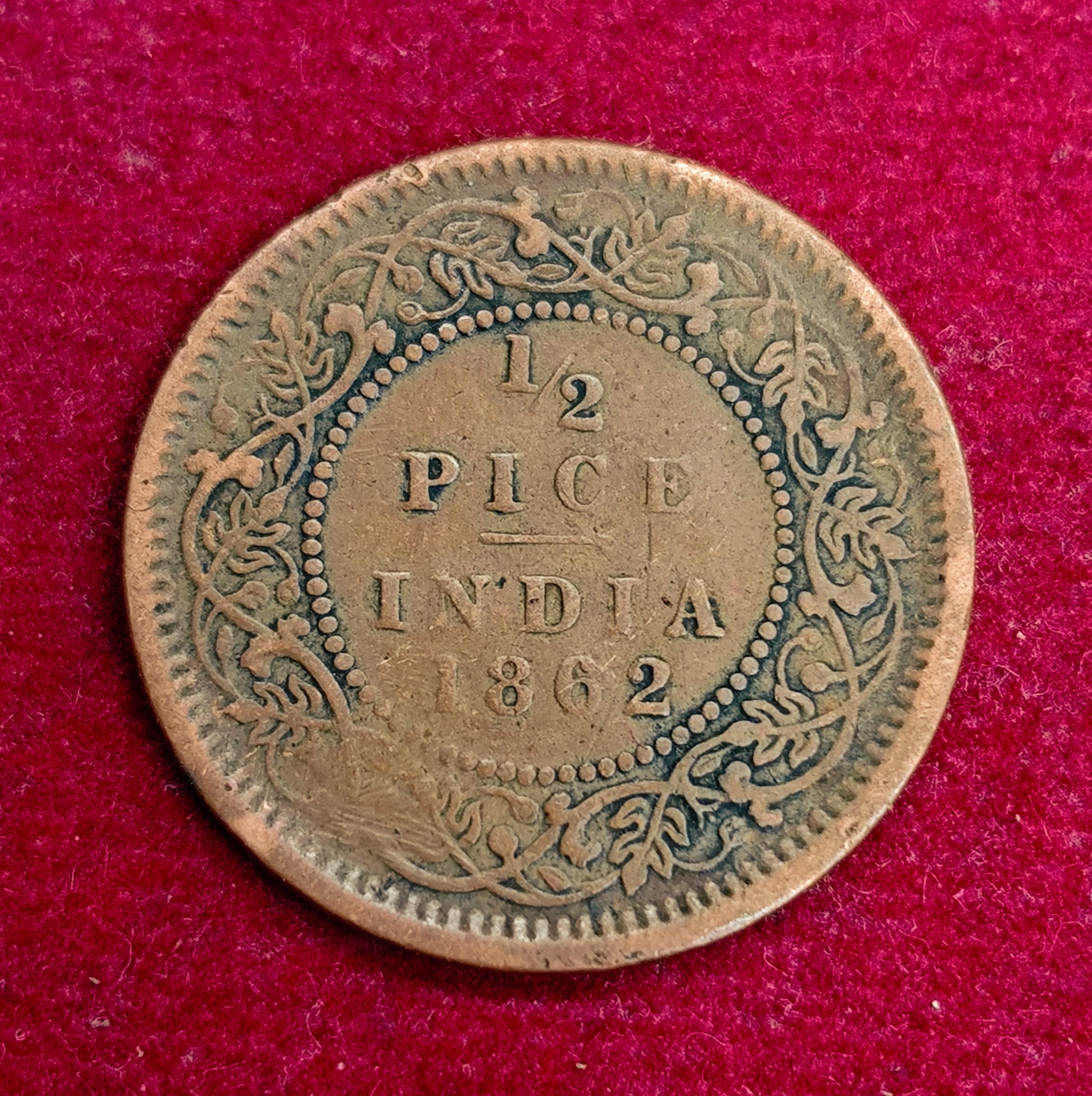 British India ½ Pice - Victoria 1862 Coin