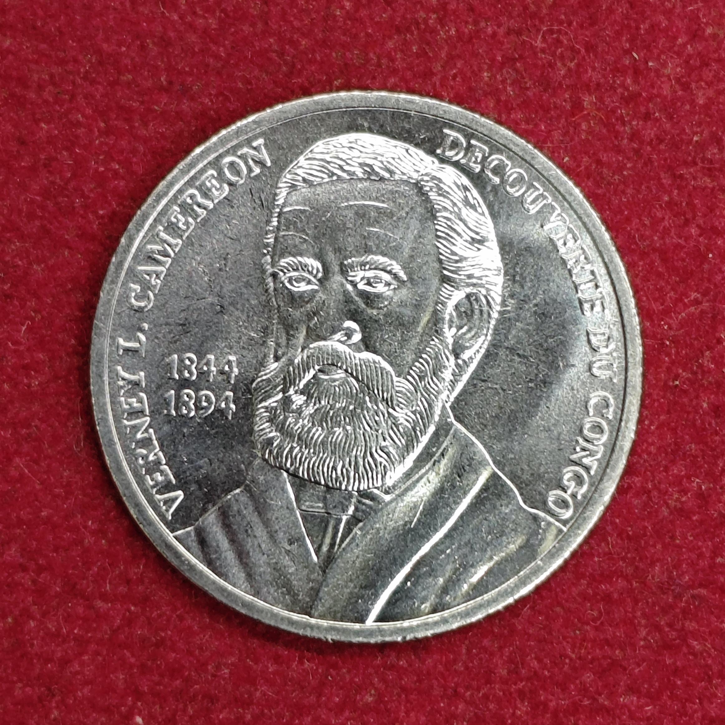 Democratic Republic of the Congo 50 Centimes Verney L. Cameron 2002 Commemorative Coin