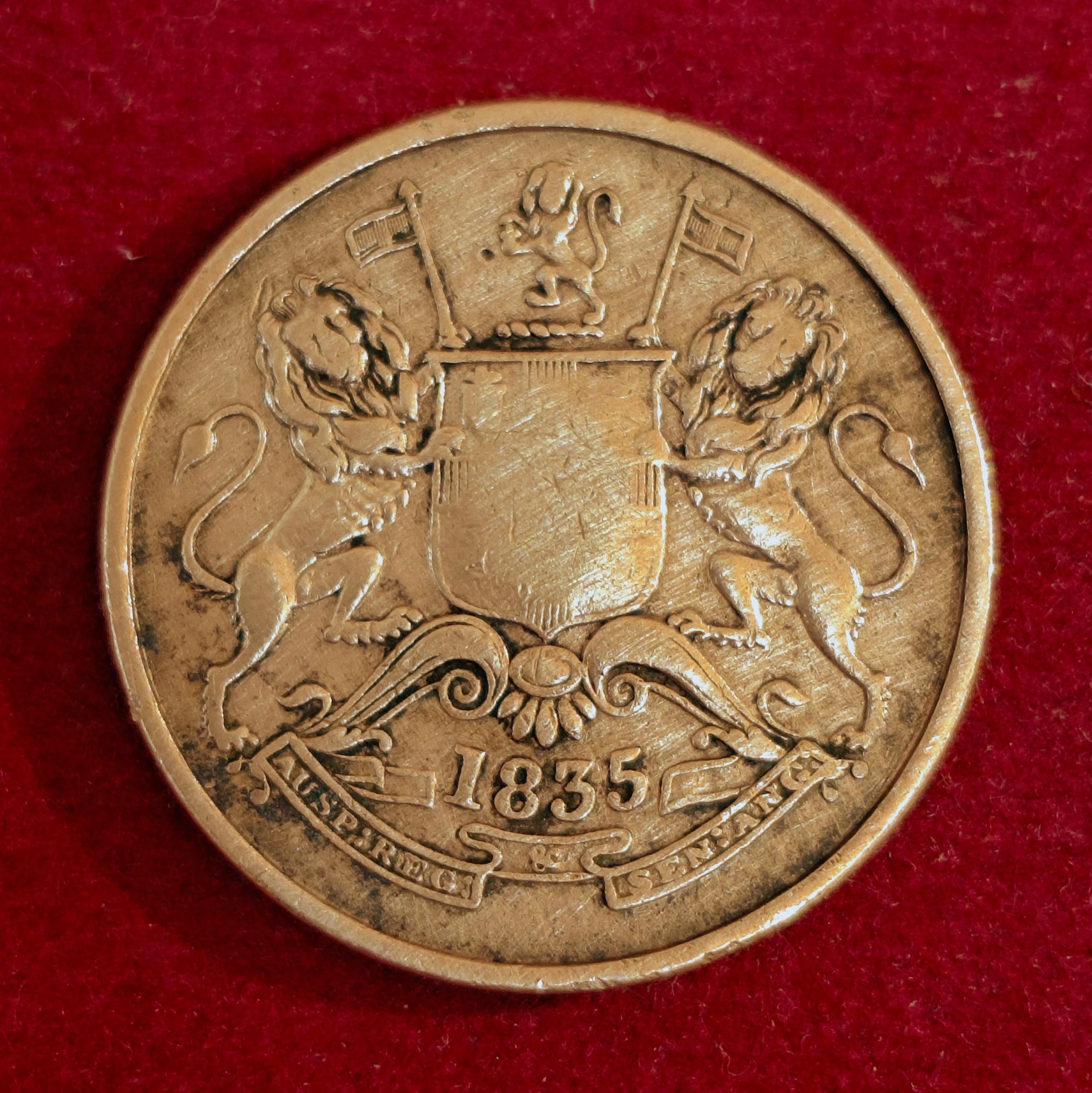East India Company 1/2 Anna 1835 Coin