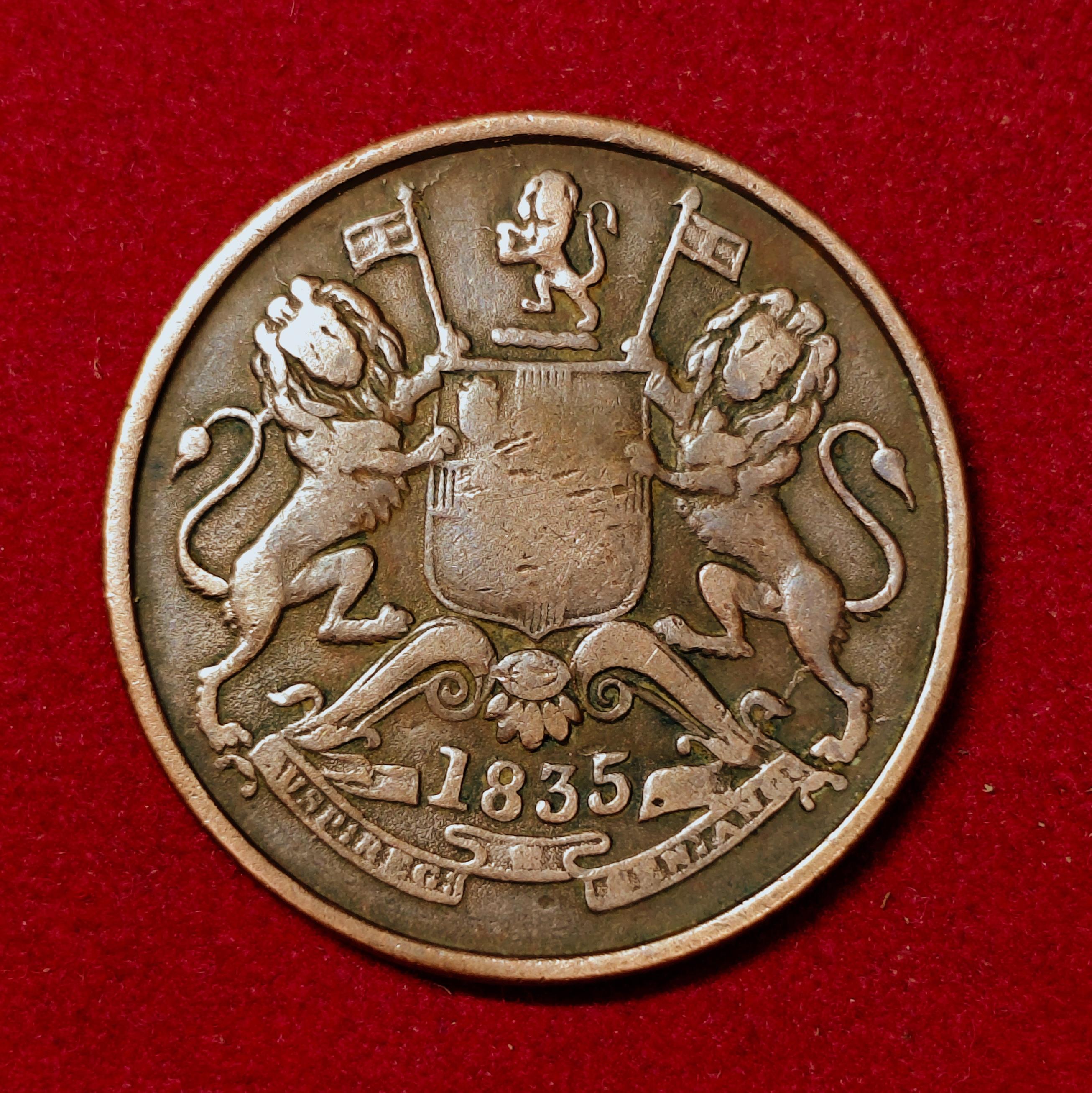 East India Company 1/2 Anna 1835 Coin