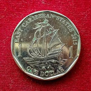 Eastern Caribbean States 1 Dollar – Queen Elizabeth II 4th portrait 2015 Coin