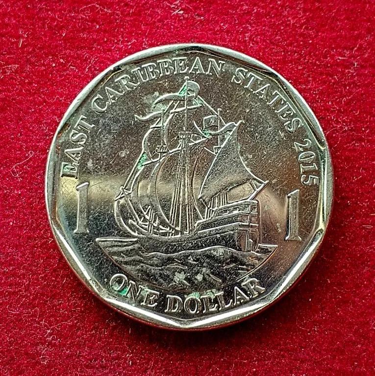 Eastern Caribbean States 1 Dollar – Queen Elizabeth II 4th portrait 2015 Coin